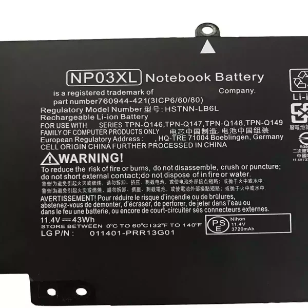 Portátil bateria nueva para HP TPN-Q146,TPN-Q147,TPN-Q148,TPN-Q149 - Imagen 3