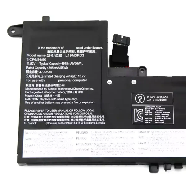 Portátil bateria nueva para LENOVO L19D3PD3,L19M3PD3,L19L3PD3 - Imagen 3