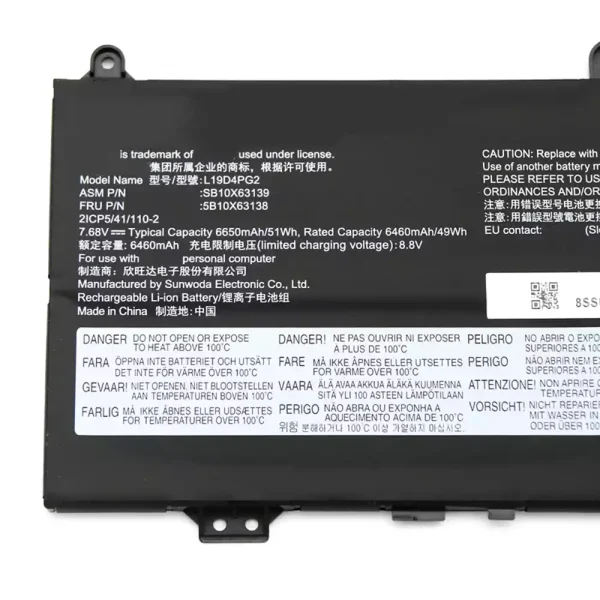 Portátil bateria nueva para LENOVO L19D4PG2 - Imagen 3