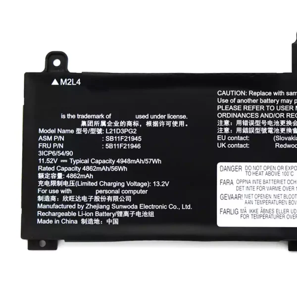 Portátil bateria nueva para LENOVO L21D3PG2 L21D3PG1 - Imagen 3