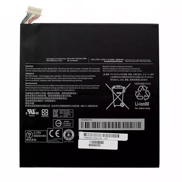 Batería de Tablet para TOSHIBA PA5234U-1BRS