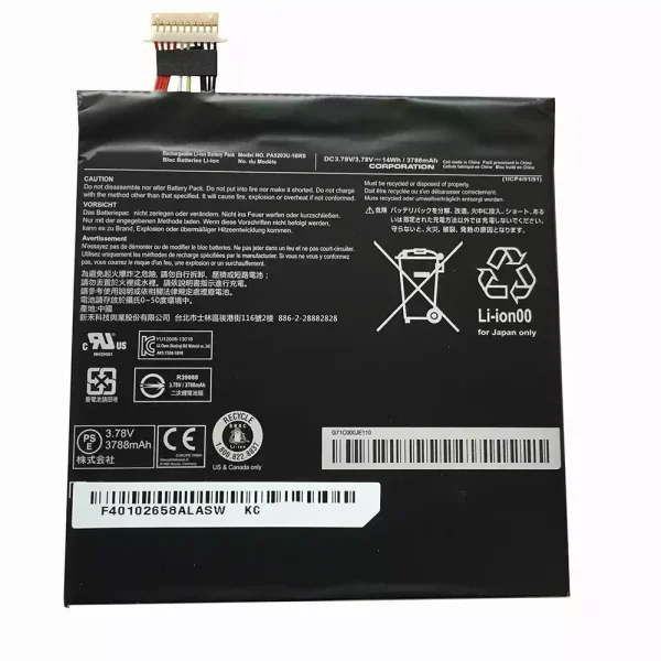 Batería de Tablet para TOSHIBA PA5203U-1BRS