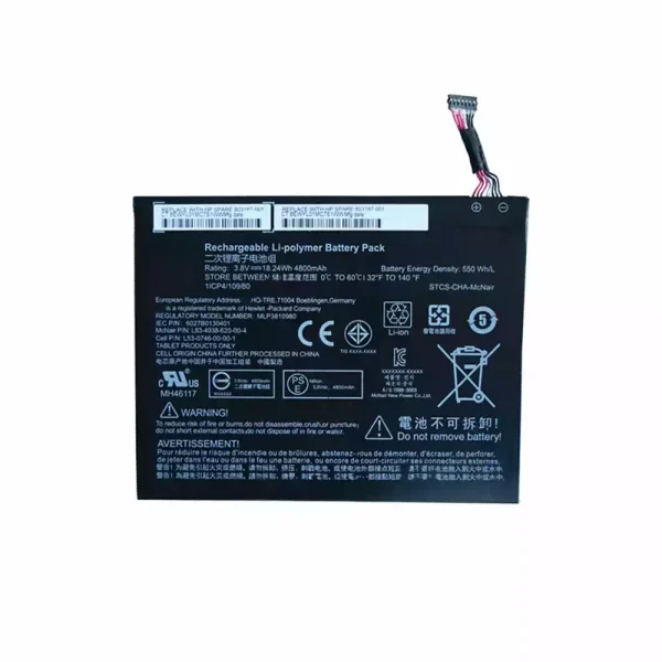 Batería de Tablet para HP 803187-001,T5L65PA, L4A35UT