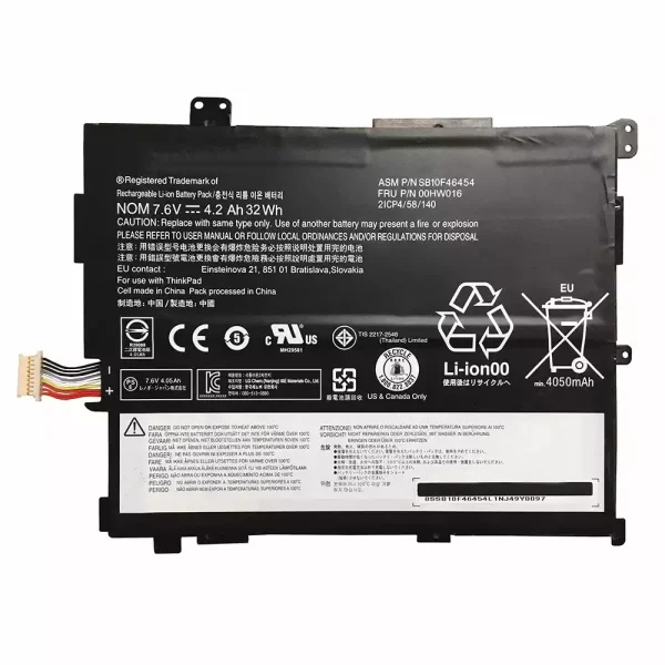 Batería de Tablet para LENOVO SB10F46454,00HW016