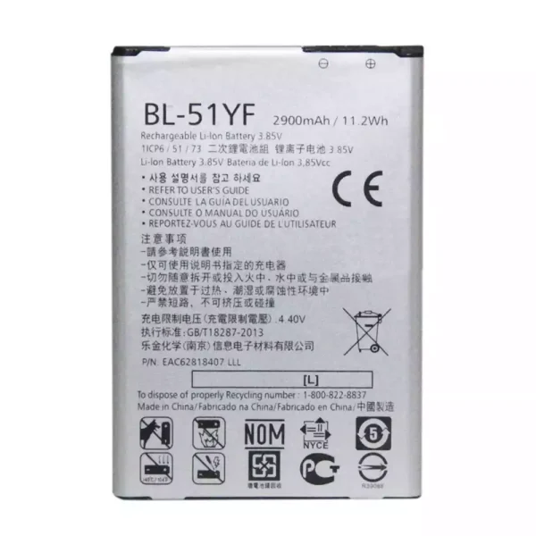 Batería telefono celular BL-51YF para LG G4,H815,H818,H819,F500,F500L,F500K,F500S