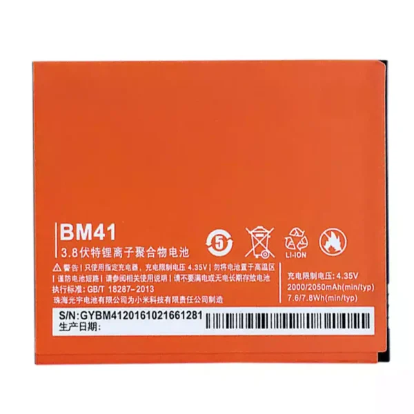 Batería telefono celular BM41 para Xiaomi Redmi 1S Hongmi 1S - Imagen 3