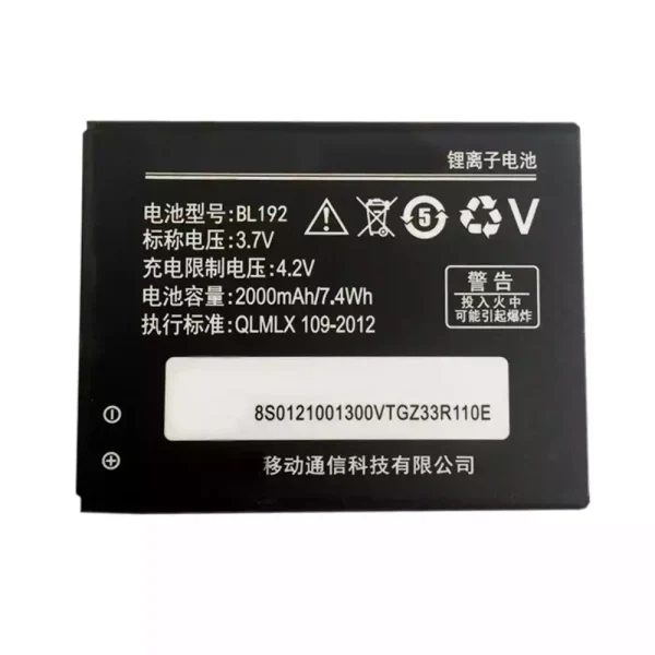 Batería telefono celular BL192 para LENOVO A505E,A560,A680,A590,A338T,A750,A388T