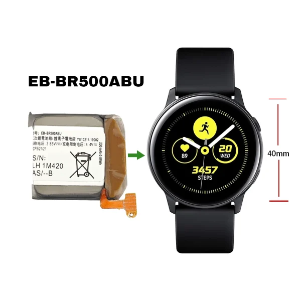 Bateria de repuesto EB-BR500ABU para Samsung Galaxy Watch Active(40mm) SM-R500 - Imagen 4