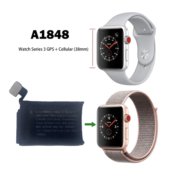 Bateria de repuesto A1848 para Apple Watch Series 3 GPS + Cellular (38mm) - Imagen 4