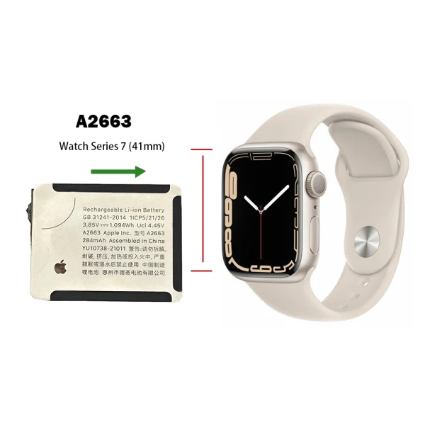 Bateria de repuesto A2663 para Apple Watch Series 7 (41mm) A2473 A2475 A2476 - Imagen 4