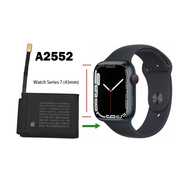 Bateria de repuesto A2552 para Apple Watch Series 7 (45mm) A2474 A2477 A2478 - Imagen 4