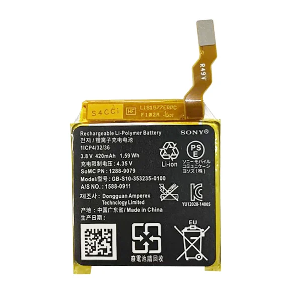 Bateria de repuesto GB-S10-353235-0100 para Sony Smart Watch 3,SWR50