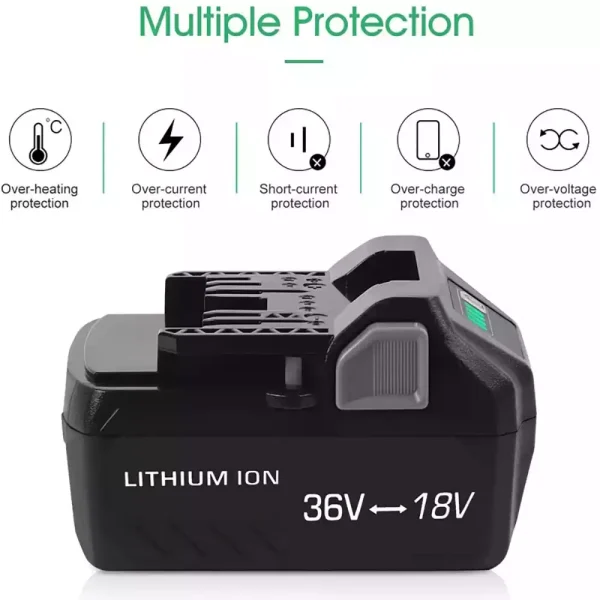 36V/18V 4.0Ah Bateria de repuesto para Metabo BSL36A18 BSL36B18 371751M 372121M WH36DBGM WH36DC KC18DBFL2QF KC18DDX DH36DPAQ4 - Imagen 3