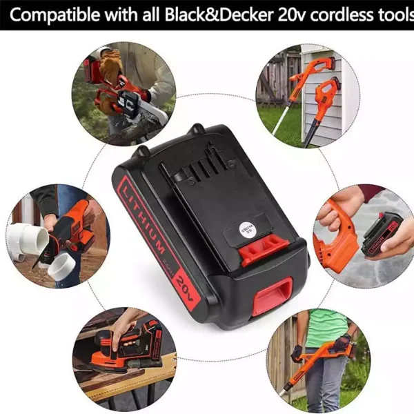 20V 2.5Ah Bateria de repuesto para Black&Decker LBX4020 LBXR20 LBXR20B LBXR20-OPE LBXR2020 LB20 LBX20 LB2X4020 - Imagen 4