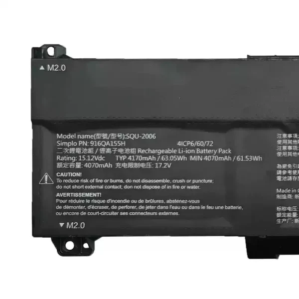 Portátil bateria nueva para SQU-2006 916QA155H - Imagen 3