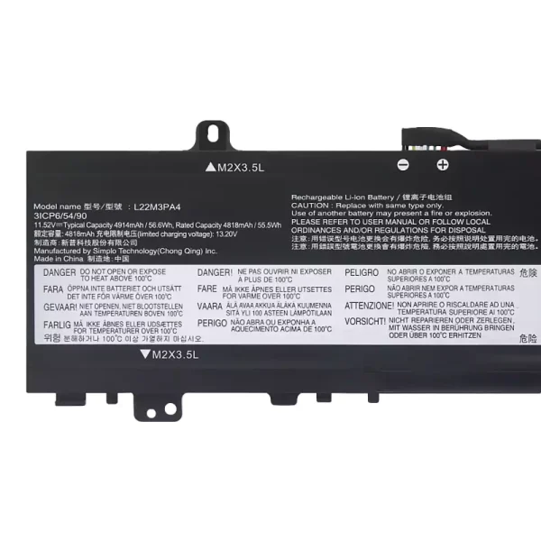 Portátil bateria nueva para LENOVO L22M3PA4 L22B3PA4 L22C3PA4 L22B3PA3 L22C3PA3 L22M3PA3 - Imagen 3