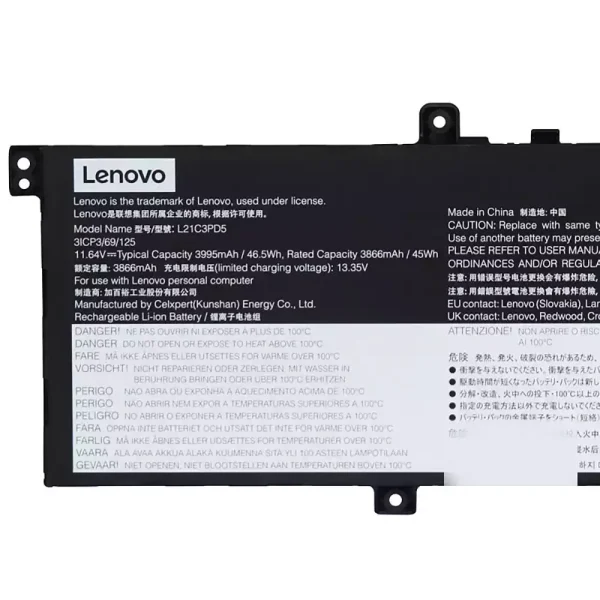 Portátil bateria nueva para LENOVO L21C3PD5 L21L3PD5 L21M3PD5 - Imagen 3