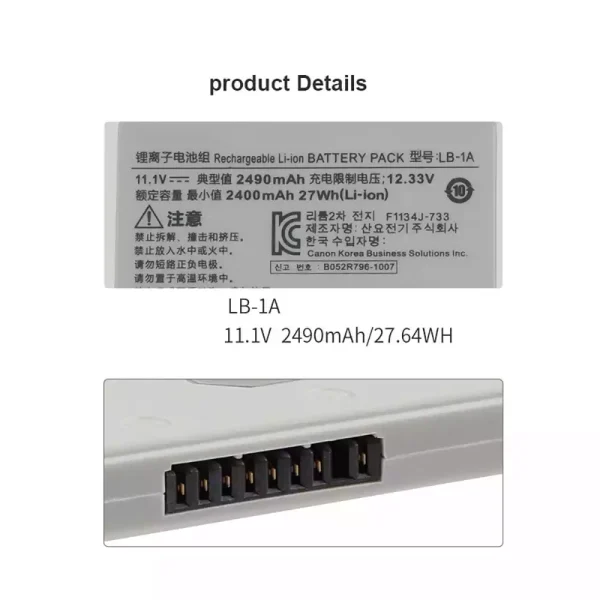 Bateria de repuesto para Canon LB-1A - Imagen 3