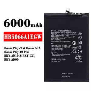 Batería telefono celular HB5066A1EGW para HUAWEI Honor Play 7T/ Honor X7A/Honor Play 40 Plus