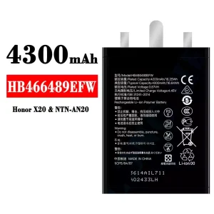 Batería telefono celular HB466489EFW para HUAWEI Honor X20
