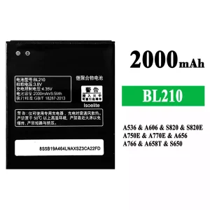 Batería telefono celular BL210 para Lenovo A536/A606/S820/S820E/A750E/A770E/A656/A766/A658T/S650