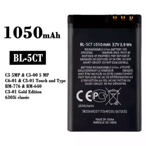 Batería telefono celular BL-5CT para Nokia C3-01 C6-01 C5-00 / 6303 6730c