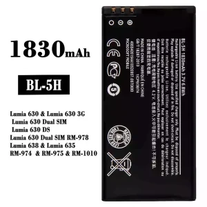Batería telefono celular BL-5H para Nokia Lumia 630 / Lumia 638 / Lumia 635 / RM-974 / RM-975 / RM-1010
