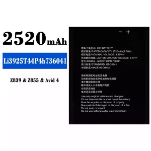 Batería telefono celular Li3925T44P4h736041 para ZTE Z839/Z855/Avid 4