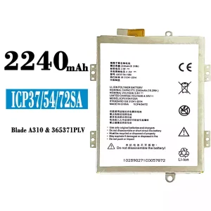 Batería telefono celular ICP37/54/72SA para ZTE A310