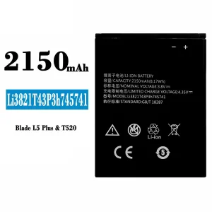 Batería telefono celular Li3821T43P3h745741 para ZTE Blade L5 Plus