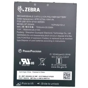 Batería nueva para ZEBRA BTRY-ET4X-10IN1-IN BT-000456